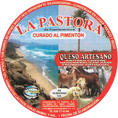 Queso curado al pimentón La Pastora Queso curado al pimentón elaborado con leche cruda de cabra y oveja La Pastora